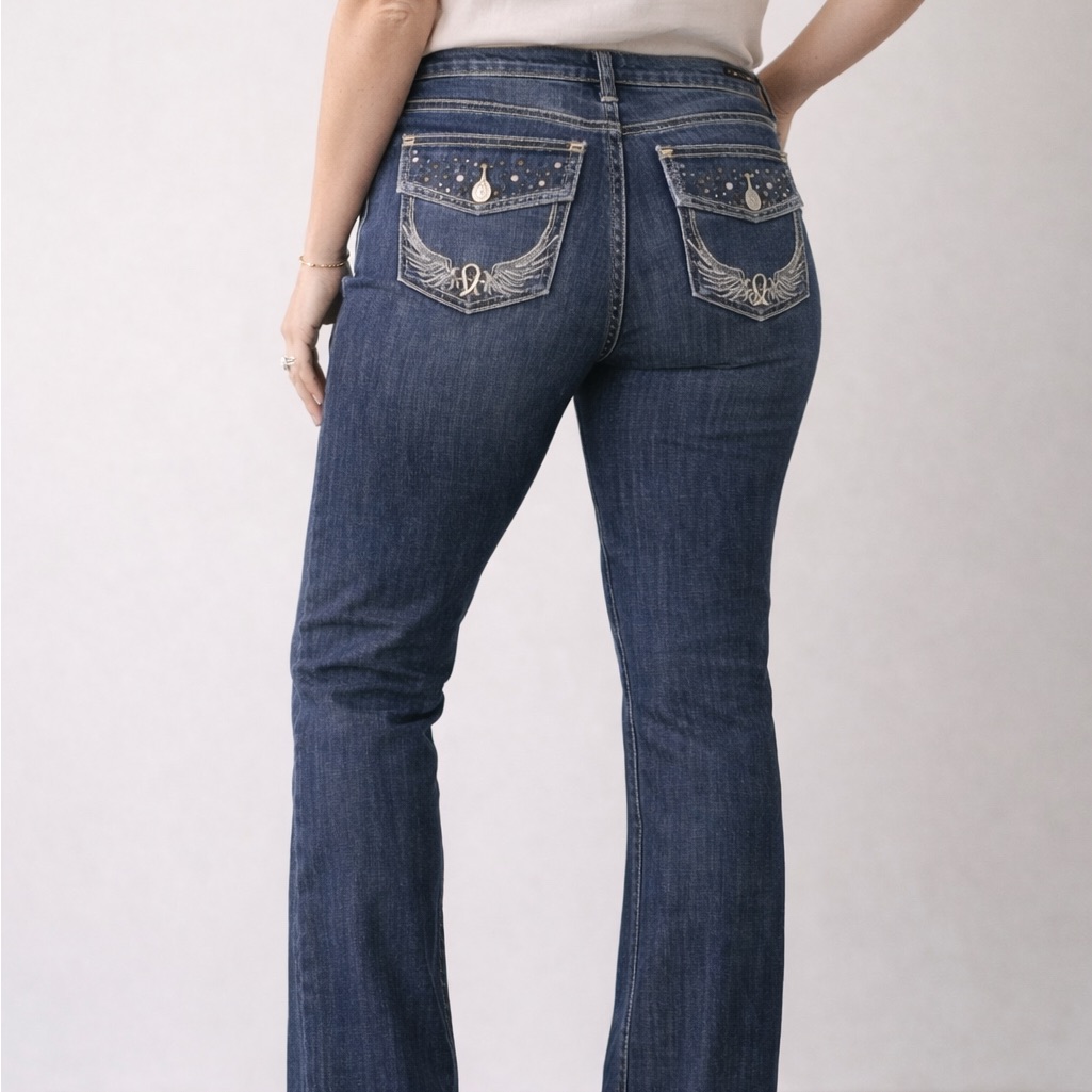 Rock And Republic Berlin Women's 16m Bootcut Jeans Dark Wash Embellished